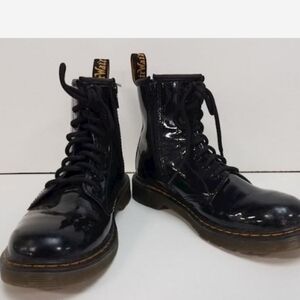 Dr. Martens 1460 Patent Leather Boots Black Size 5 Lace Up Zipper Goth